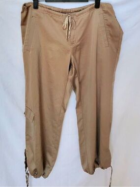 Women's Tan Drawstring Cargo Joggers